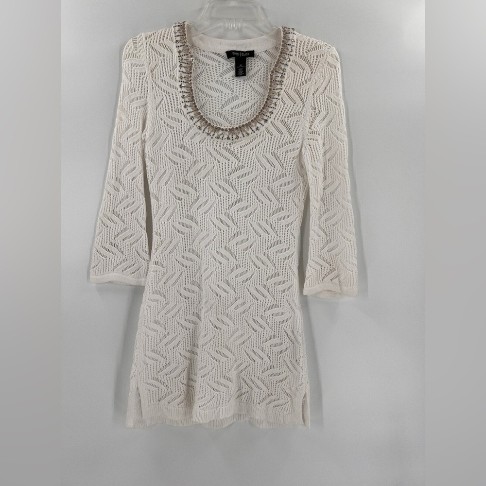 White House Black Market Crochet Beaded Tu…